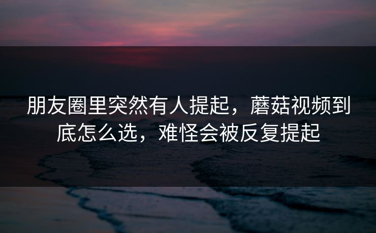 朋友圈里突然有人提起，蘑菇视频到底怎么选，难怪会被反复提起