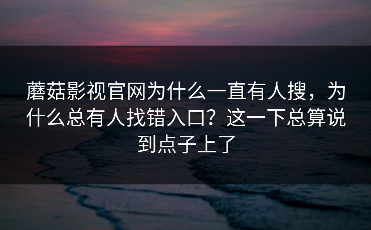 蘑菇影视官网为什么一直有人搜，为什么总有人找错入口？这一下总算说到点子上了