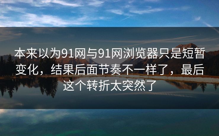 本来以为91网与91网浏览器只是短暂变化，结果后面节奏不一样了，最后这个转折太突然了