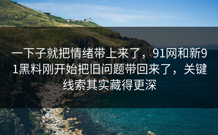 一下子就把情绪带上来了，91网和新91黑料刚开始把旧问题带回来了，关键线索其实藏得更深