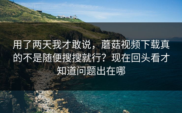 用了两天我才敢说，蘑菇视频下载真的不是随便搜搜就行？现在回头看才知道问题出在哪
