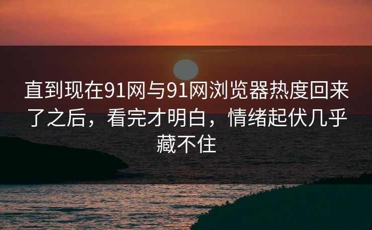 直到现在91网与91网浏览器热度回来了之后，看完才明白，情绪起伏几乎藏不住