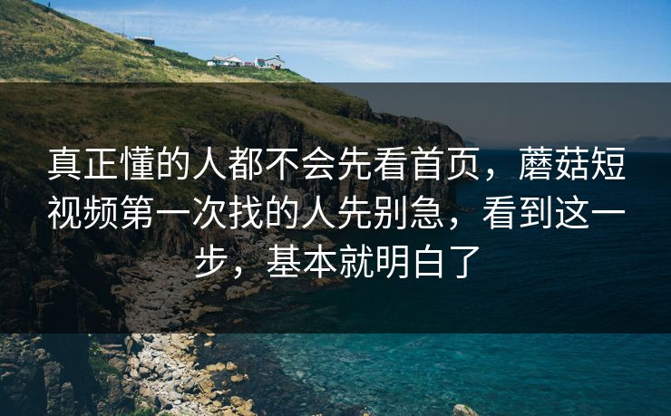 真正懂的人都不会先看首页，蘑菇短视频第一次找的人先别急，看到这一步，基本就明白了