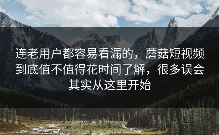 连老用户都容易看漏的，蘑菇短视频到底值不值得花时间了解，很多误会其实从这里开始