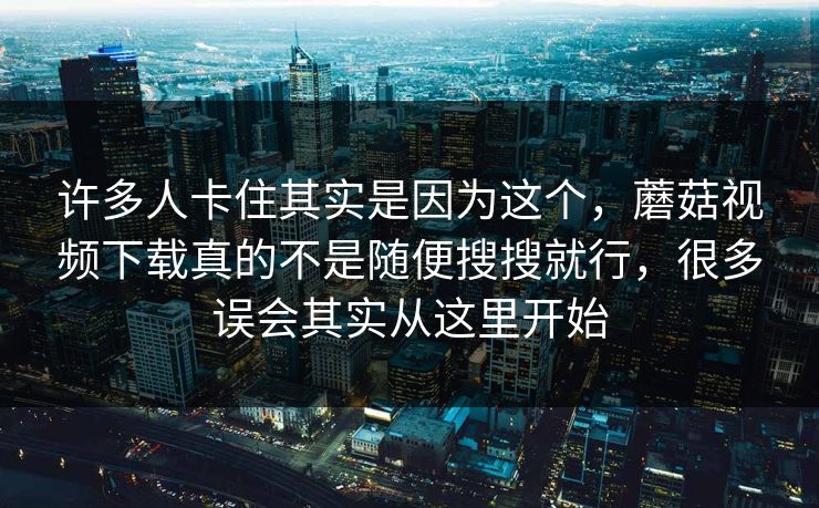 许多人卡住其实是因为这个，蘑菇视频下载真的不是随便搜搜就行，很多误会其实从这里开始