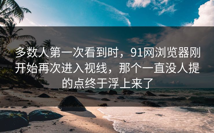 多数人第一次看到时，91网浏览器刚开始再次进入视线，那个一直没人提的点终于浮上来了