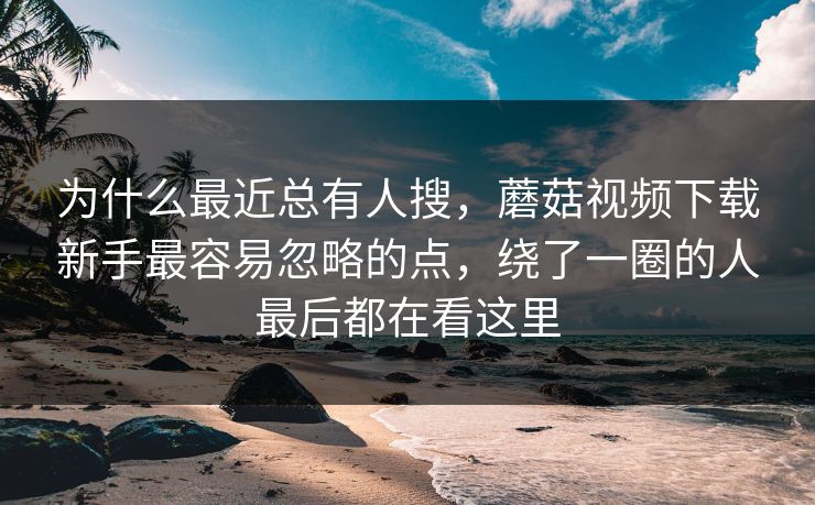 为什么最近总有人搜，蘑菇视频下载新手最容易忽略的点，绕了一圈的人最后都在看这里